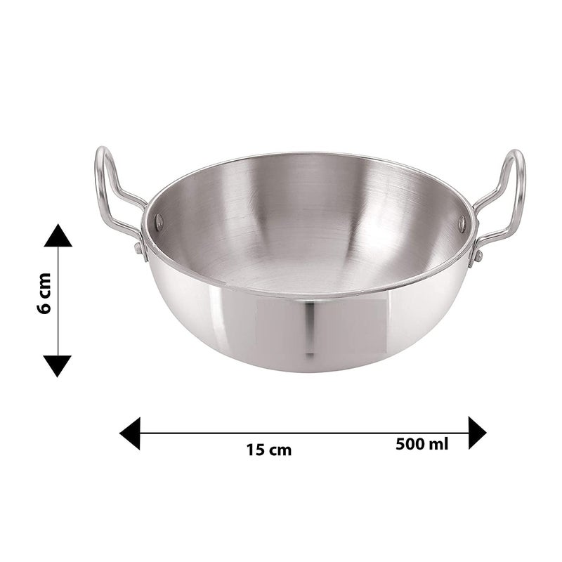 RJ kitchenware Store 4 mm Aluminium Kadai with Handle, Silver. (5000 ML) - Image 2