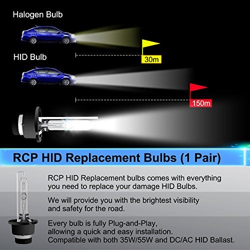 RCP - D4S6 - (A Pair) D4S/ D4R 6000K Xenon HID Replacement Bulb Diamond White Metal Stents Base 12V Car Lamps Head Lights 35W - Image 3