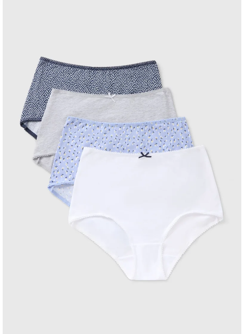 Matalan 4 Pack Blue Floral Full Knickers