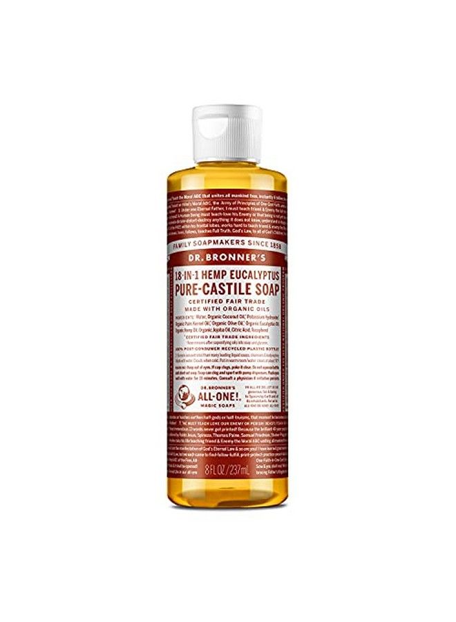 Dr. Bronner's Dr Bronner’S Purecastile Liquid Soap (Eucalyptus 8 Ounce) Made With Organic Oils 18In1 Uses: Face Body Hair Laundry Pets And Dishes Concentrated Vegan Nongmo - Image 1