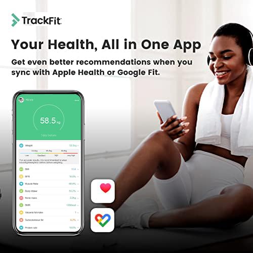 FitTrack ميزان فيتراك دارا الذكي لقياس مؤشر كتلة الجسم - قياس الوزن ونسبة الدهون في الجسم - أكثر ميزان زجاجي دقيق مع بلوتوث (أبيض) - Image 4