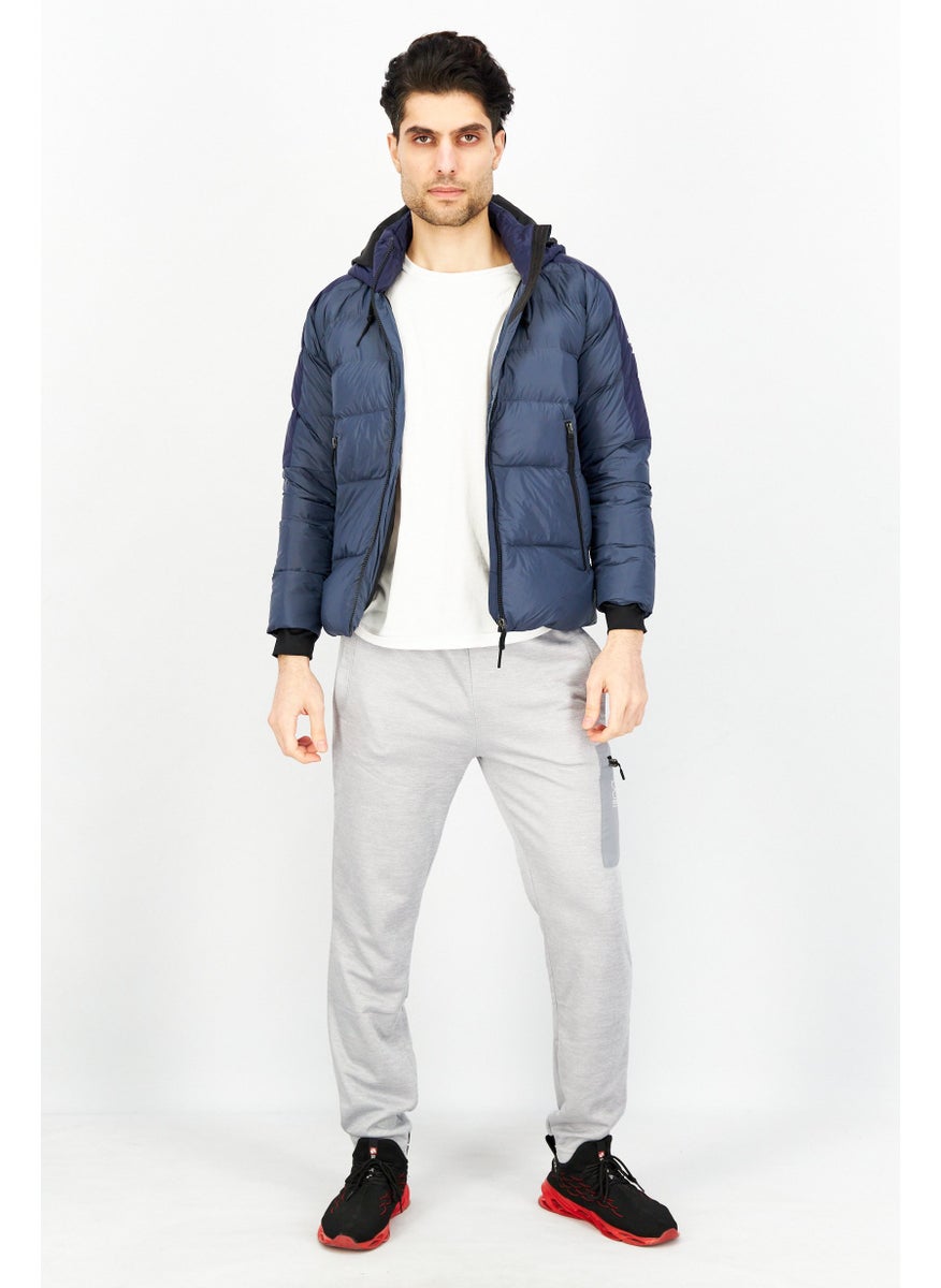 Reebok Men Brand Logo Quilted Jacket, Navy Blue  - Image 4