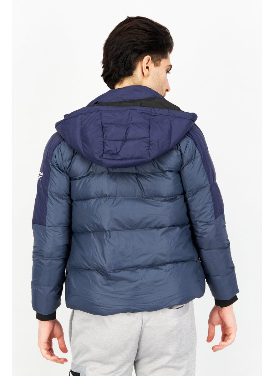 Reebok Men Brand Logo Quilted Jacket, Navy Blue  - Image 3