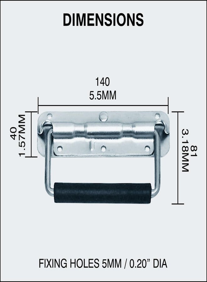 PENN ELCOM Medium Zinc Surface Mount Spring Loaded Handle | Hardware Flight Case | Chrome Finish/Transit Box Handle/Tool Box Accessory/Musical Instrument Case | High Performance Household & Garden - Image 3