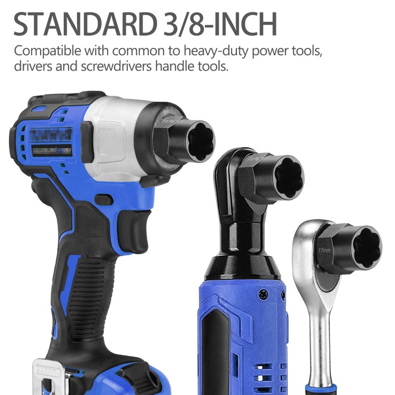 Eapele Bolt Extractor Set Stripped Nut Remover Twist Sockets Fit 3/8"" Square Drive With Solid Storage Case (13Pcs Black) - Image 4