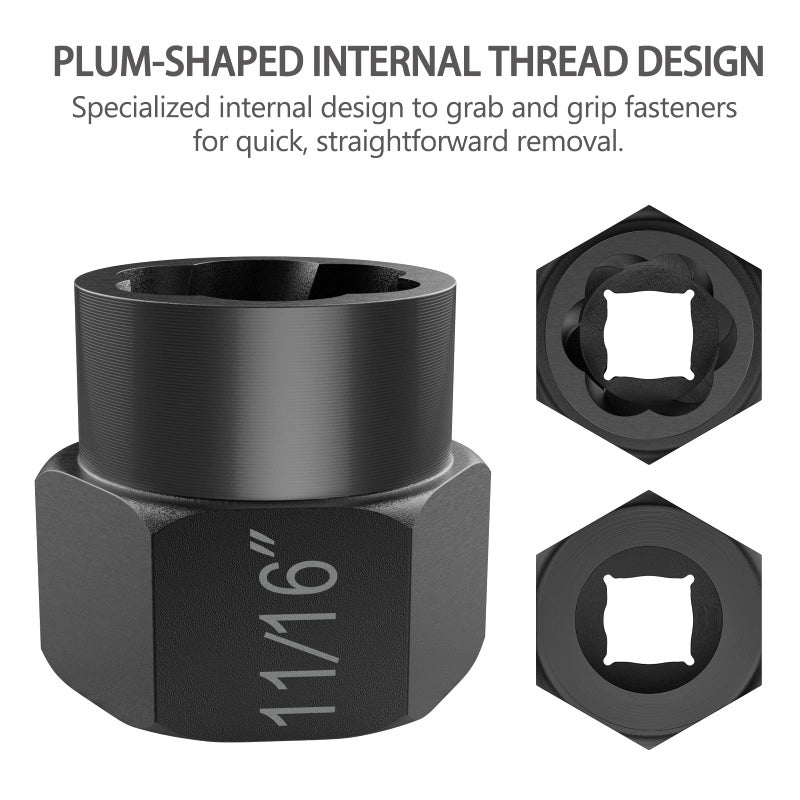 Eapele Bolt Extractor Set Stripped Nut Remover Twist Sockets Fit 3/8"" Square Drive With Solid Storage Case (13Pcs Black) - Image 5