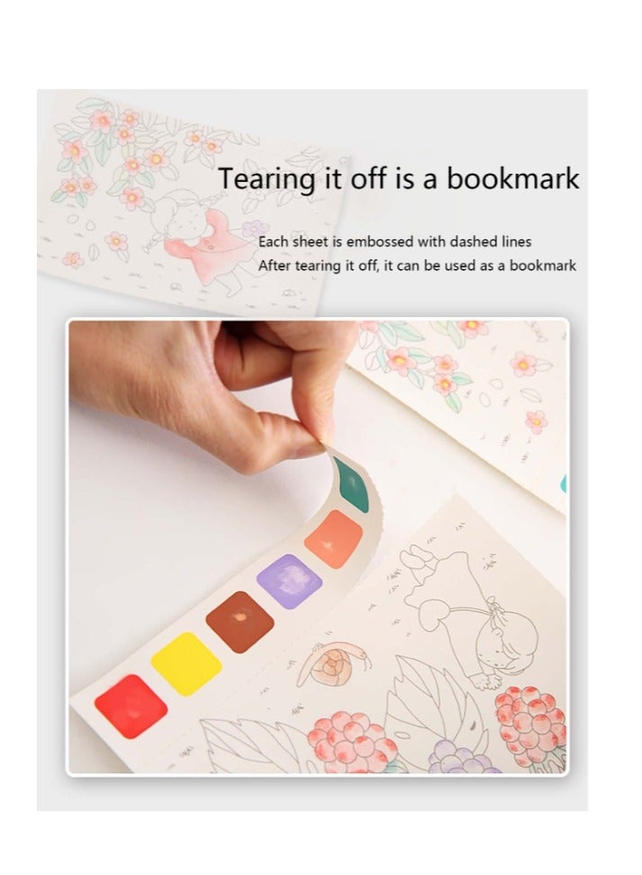 YUELU Watercolor Painting Paper Set & Diy Watercolor Kit, Creative Art Kit with Brushes & Paints  Paint Coloring Book Dream Ocean Series  - Image 4