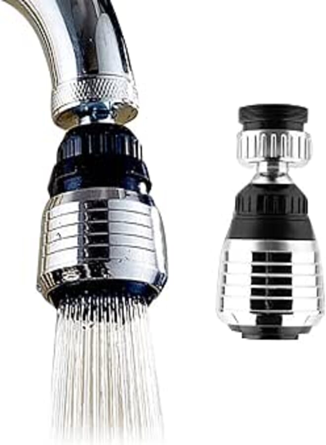 2PCS 360-Degree Swivel Kitchen Sink Faucet Aerator with 2 Function Swivel Sprayer,Water Saving Bubbler Connector Swivel Tap Aerator Diffuser for Kitchen Bathroom