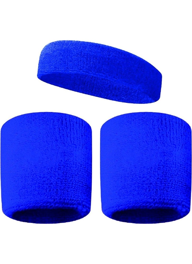 CK Spor ts Towel Headband Athlete Sweat Headband and 2 Piece Towel Wristband Set  - Image 1
