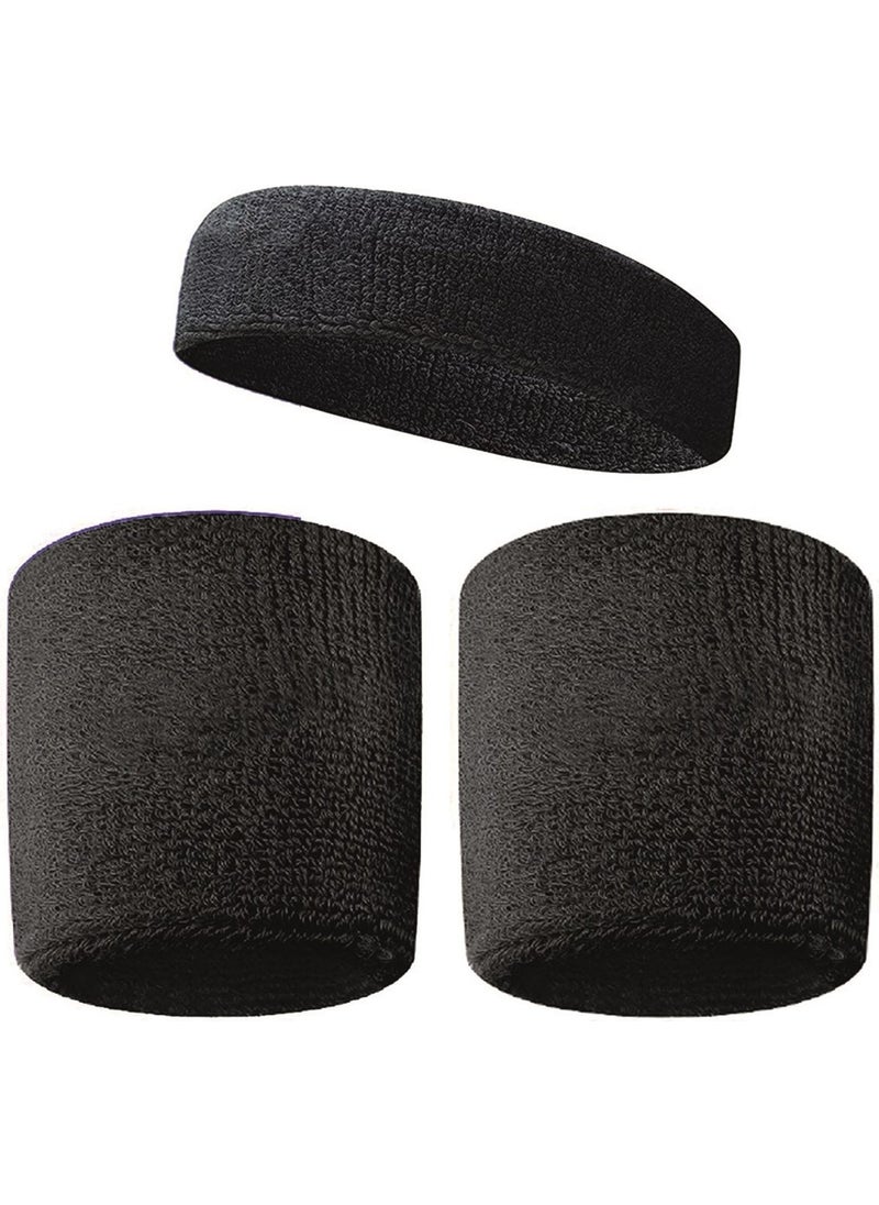 CK Spor ts Towel Headband Athlete Sweat Headband and 2 Piece Towel Wristband Set  - Image 2