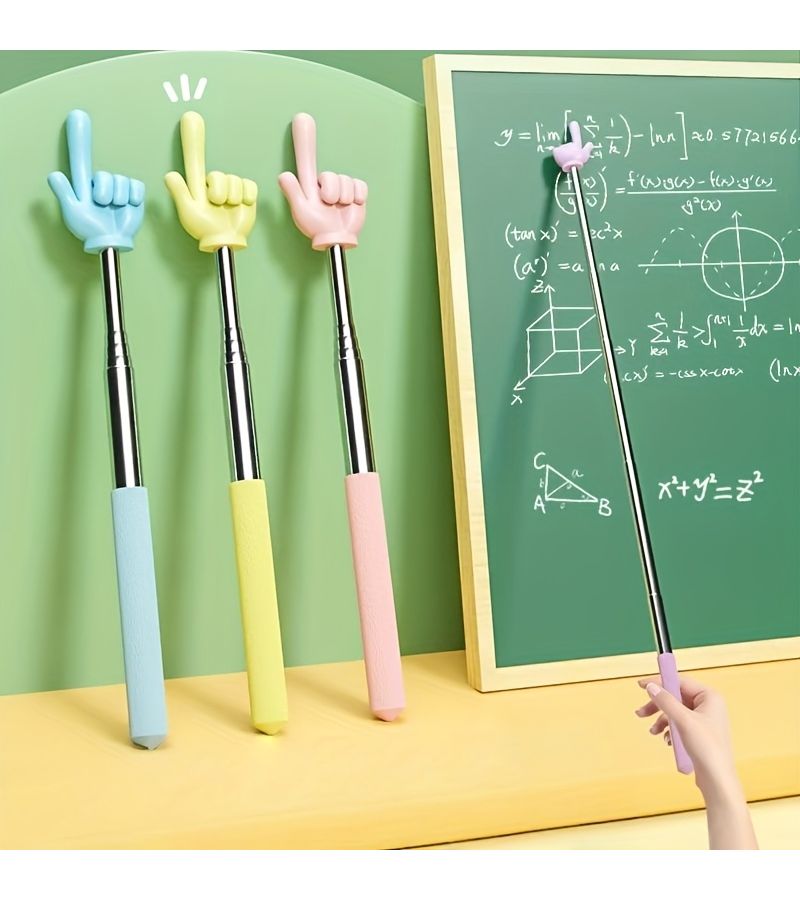 Retractable Dot Reading Finger Guide Stick for Both Hands Blue Teaching Pointer Wand Teacher Instructional Aid Classroom Home - Image 1
