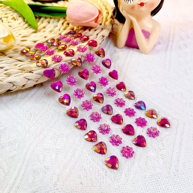 Pearl Diamond Stickers for Kids Face Decoration Red 60 pieces (lotus + love) colorful gemstone stickers 