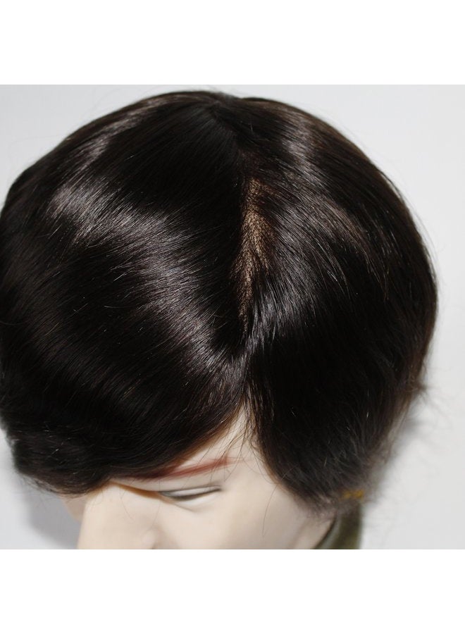 Lumeng Toupee for Men's Hair pieces and Wigs Human Hair Durable Mono Lace With Npu Size 6x8 Inch 6''Length Color 2# - Image 5