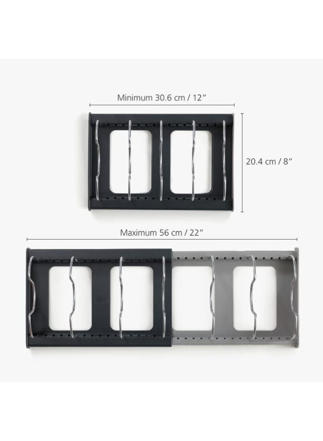 كيلا منظم أدوات الطهي القابل للتوسيع من درج التخزين، يوفر مساحة تخزين لأغطية المقالي وصواني الخبز - Image 2