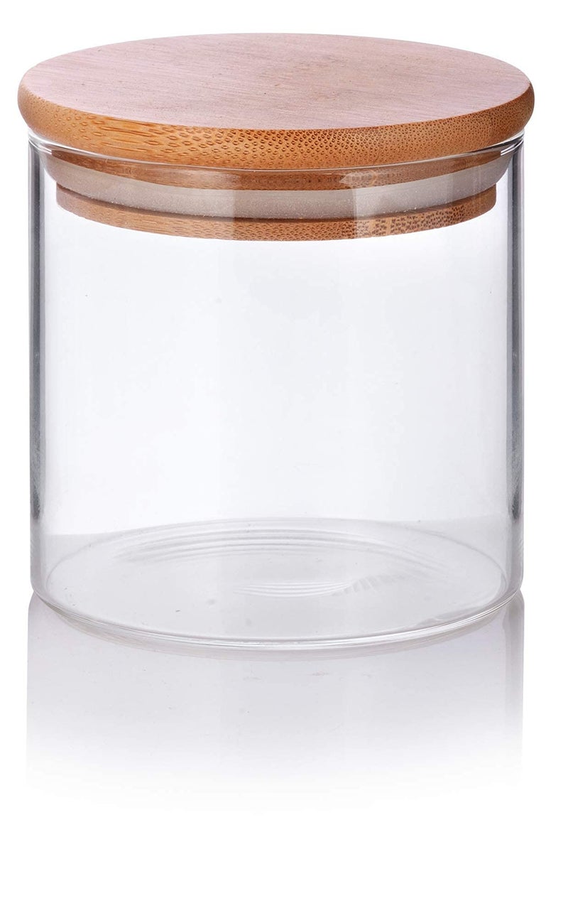 JUVITUS 10 oz Clear Glass Jar with Bamboo Silicone Sealed Lid (Single) - Image 1