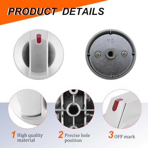 Casmer| Upgraded DG94-03950 (5PCS) Gas Stove Knobs for Samsung Stoves/Ovens, DG94-03950A DG94-04167 for Gas Stove Knobs, Fit for Samsung Stove knobs NX60A6511SS, NX60A6711SS, NX60A6511SG, NX60A6111SS - Image 3