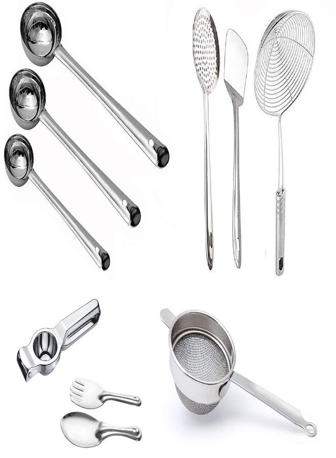 Bartan Star Stainless Steel Serving Spoons & Cooking Spoons (Set of 10) - Image 1