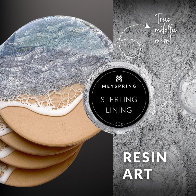 MEYSPRING Sterling Lining - True Metallic Pigment for Epoxy, Casting & UV Resin - Silver Metallic Pigment Powder for Resin Art & Makeup - Image 4