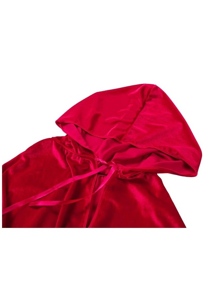 RED VELVET CLOACK WITH HOOD 130 CM  - Image 3