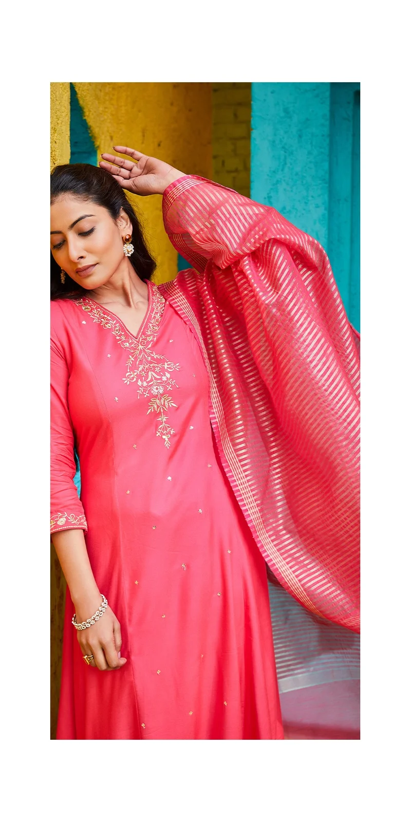 بيبا مجموعة بدلة فوشيا رايون مستقيمة