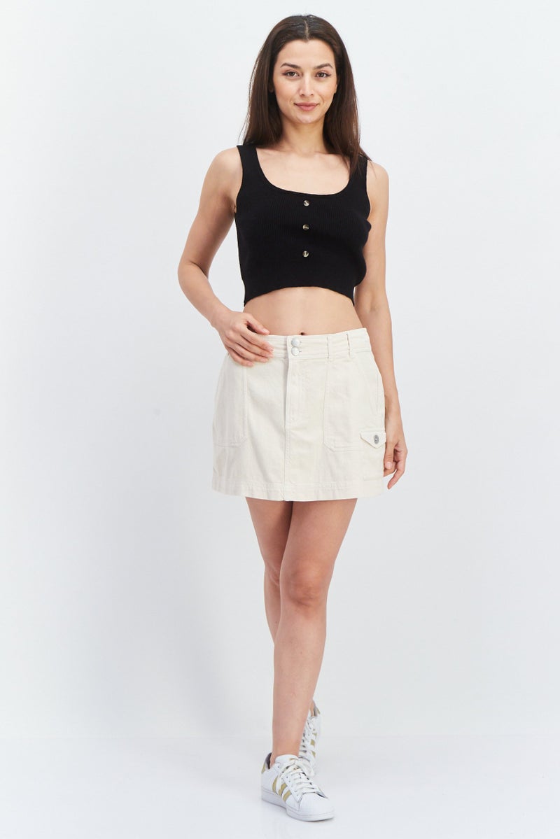 Roxy Women Plain Mini Skirts, Beige  - Image 3
