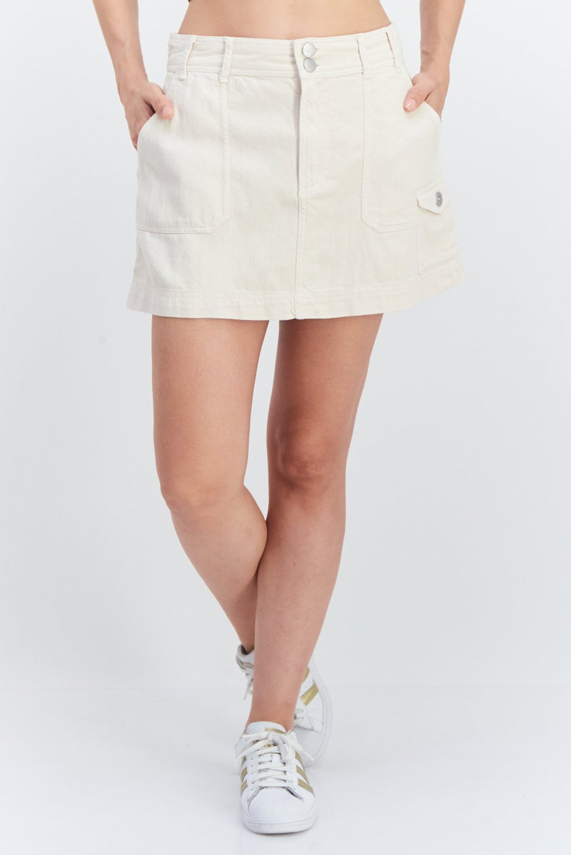 Roxy Women Plain Mini Skirts, Beige  - Image 1