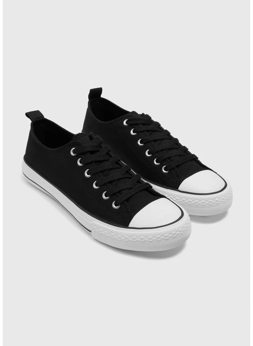 Matalan Black Toe Cap Canvas Trainers