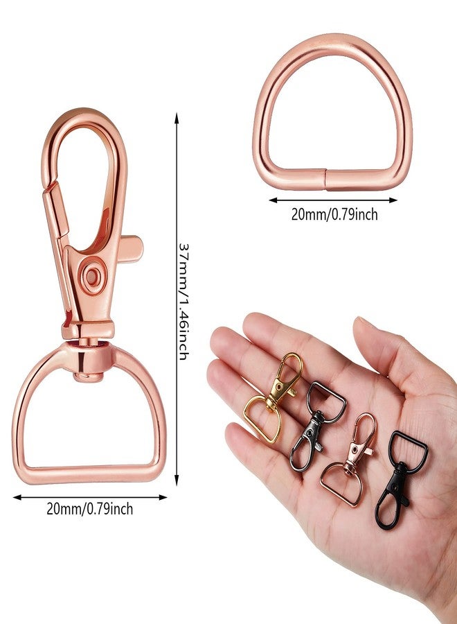 Hotop 100 Pcs Keychain Clip Hooks with D Ring Clip Swivel Snap Hooks and D Keychain Rings Lobster Claw Clasp Metal Purse Hardware for DIY Crafts Handbag Hardware Sewing Projects(20 mm Outside Width) - Image 2
