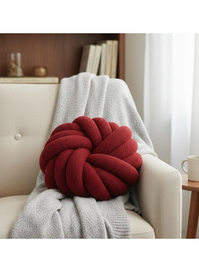 أي كي دي سي وسادة AKDC المصنوعة يدويًا من الصوف المعقود - وسادة زينة حمراء جريئة للديكورات الداخلية الحديثة، 30 سم - Image 2