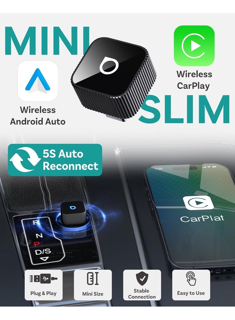 OTTOCAST Mini 3.0 Wireless CarPlay Adapter & Android Auto Wireless Adapter 2025 – Plug & Play USB Dongle for iPhone & Android, 5.8GHz WiFi + Bluetooth 5.0, Auto-Reconnect, Hi-Fi Audio, Voice Control & Steering Wheel Button Support, Compact Mini Cube Design, Compatible with 1000+ Cars 2016+ with OEM Wired CarPlay/Android Auto, iOS 10+ & Android 11+, Family & Rideshare Ready, Future-Proof Updates, Wireless Car Play Dongle for Navigation, Music, Calls & Messages - Image 4