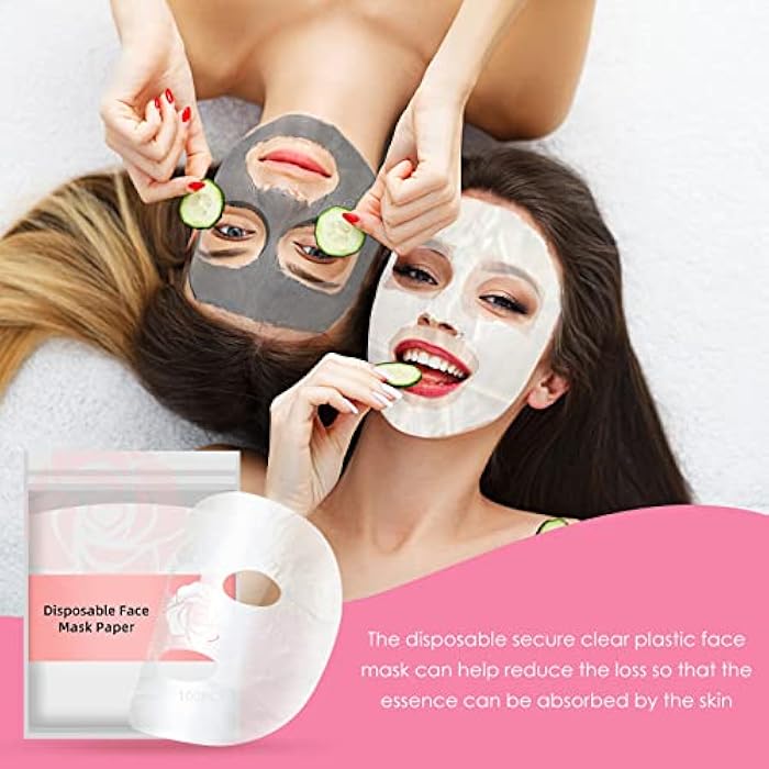 Maitys 200 Sheets Facial Plastic Mask Disposable Facial Sheet Mask Transparent Face Masks Skincare Preservative DIY Clear Spa Thin Plastic Wrap Moisture Retention - Image 5