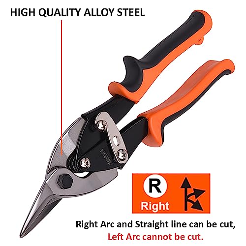Harden 10" Aviation Tin Snips Right Head Multi-Hand Cutting Tool - Cut Staggered Tin Snips with Forged Blade. - Image 2