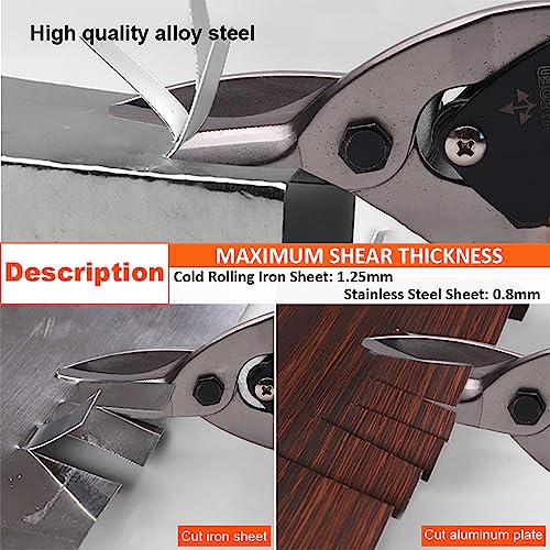 Harden 10" Aviation Tin Snips Right Head Multi-Hand Cutting Tool - Cut Staggered Tin Snips with Forged Blade. - Image 5