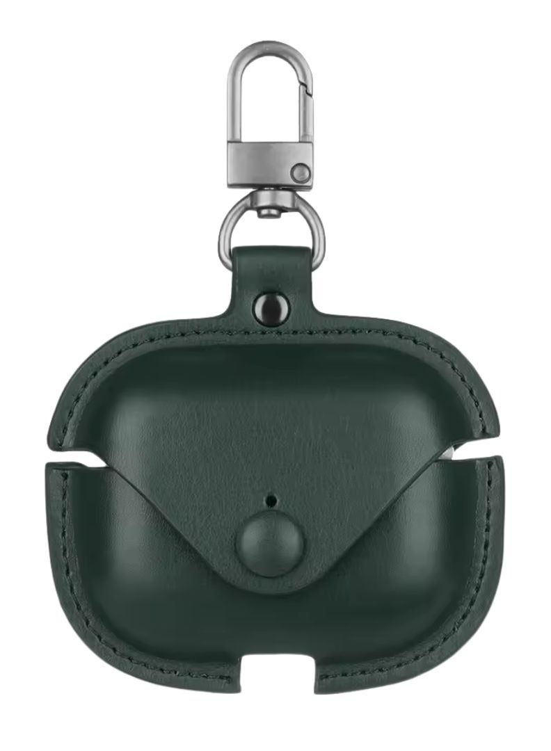 RADSUN AirPods Pro Case (1st & 2nd Generation), PU Leather Protective Cover with Carabiner Clip, Shockproof, Dustproof, and Scratch-Resistant Earbuds Case – Green - Image 1
