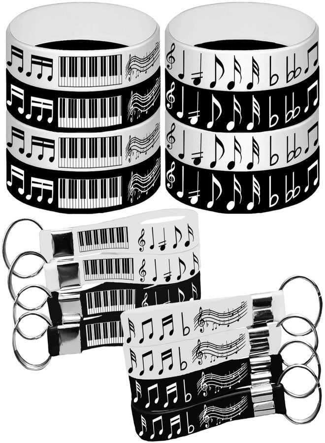 CupaPlay 24PCS Piano Notes Rubber Bracelets Keychains/Keyrings-Piano Notes Theme Party Supplies Decorations Music Birthday Baby Shower Silicone Wristbands Party Favors Events Prize - Image 1
