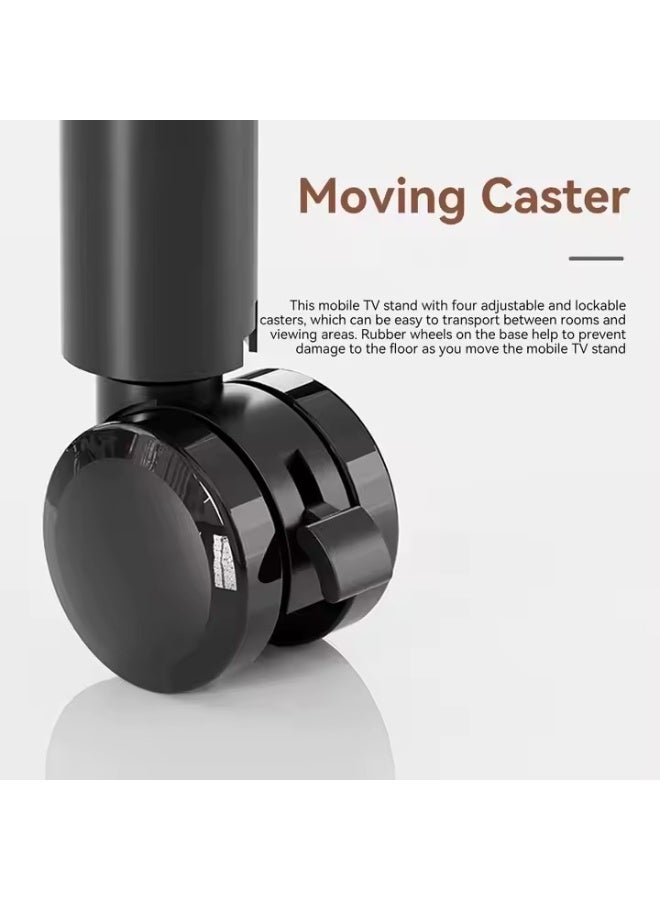 BEETEC Mobile TV Stand for 32–86 Inch Screens, Height Adjustable Rolling TV Cart with Lockable Wheels, VESA 600x400mm, Max Load 45 kg, Cable Management, Sliding Pivot, Shelf Load 10kg , Black | TF-RG9B - Image 4