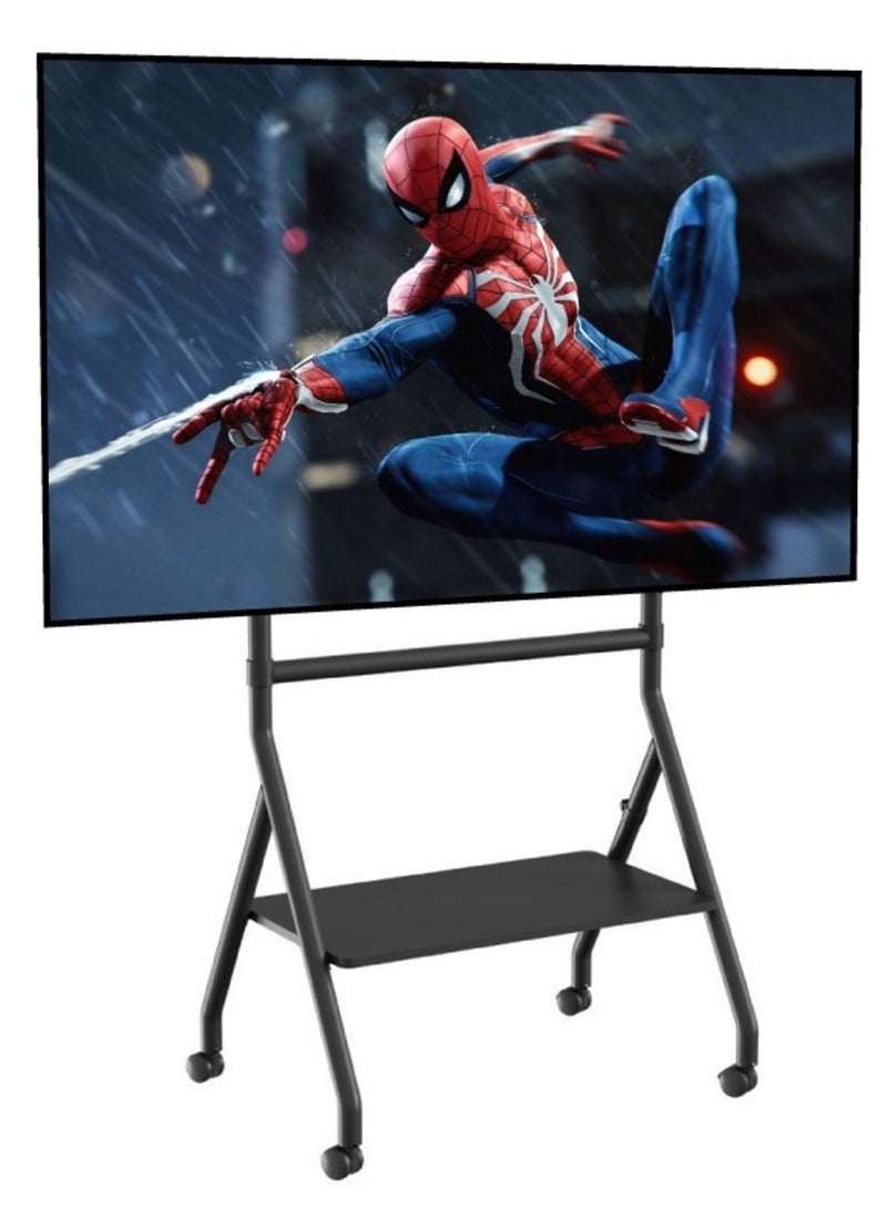 BEETEC Mobile TV Stand for 32–86 Inch Screens, Height Adjustable Rolling TV Cart with Lockable Wheels, VESA 600x400mm, Max Load 45 kg, Cable Management, Sliding Pivot, Shelf Load 10kg , Black | TF-RG9B - Image 1