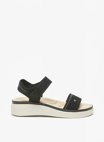 Le Confort Women Textured Flatform Heels Sandals with Hook and Loop Closure