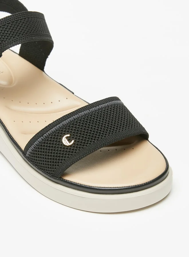 Le Confort Women Textured Flatform Heels Sandals with Hook and Loop Closure