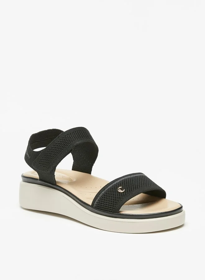 Le Confort Women Textured Flatform Heels Sandals with Hook and Loop Closure
