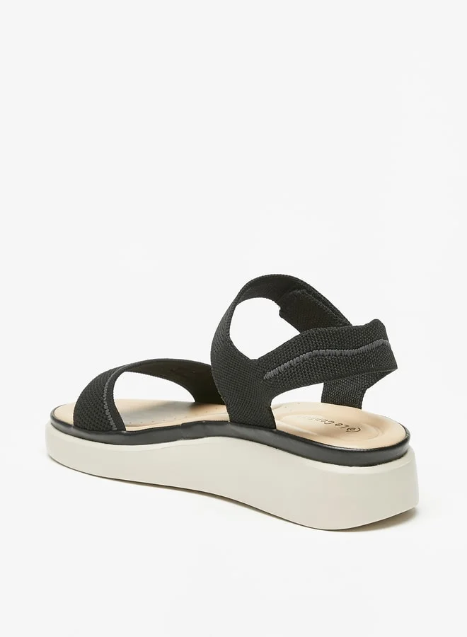Le Confort Women Textured Flatform Heels Sandals with Hook and Loop Closure