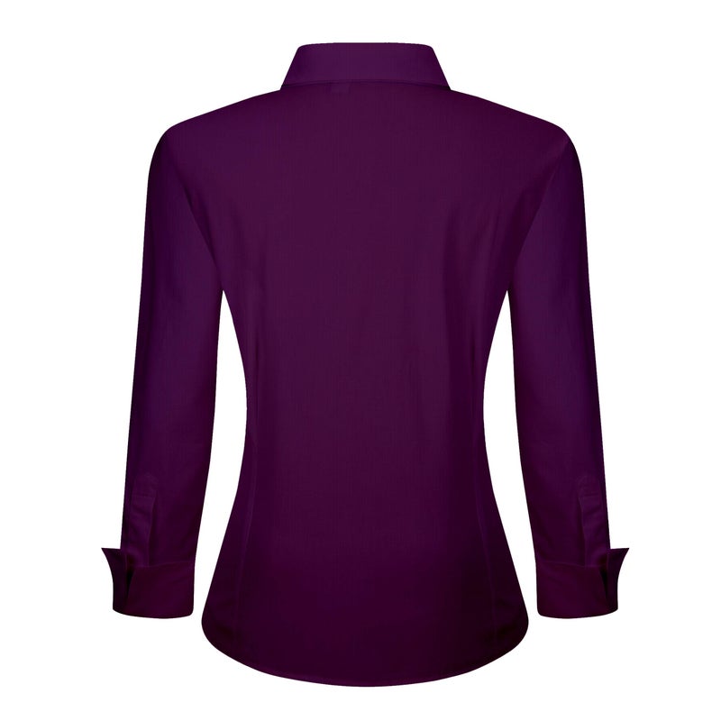 Alex Vando Womens Dress Shirts Wrinkle Free Regular Fit Long Sleeve Stretch Work Shirt,Purple,L - Image 2