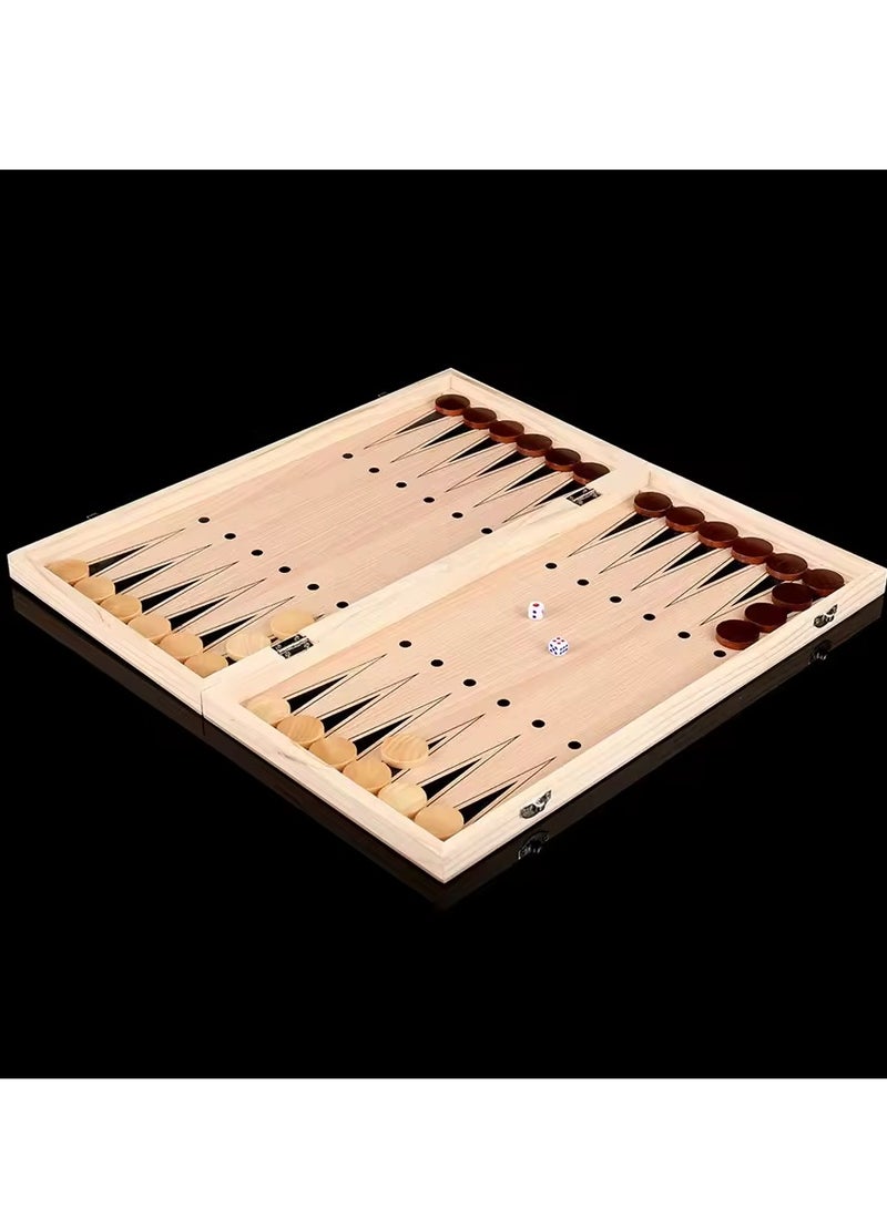 Beauenty 3 in 1 Chess Board Folding Top Grade Wooden Portable Traditional Classic Handwork Solid Wood Pieces Walnut Chessboard Children Gift Board Game for Adults W7725B  (Chess + Checkers and Backgammon) - Image 4