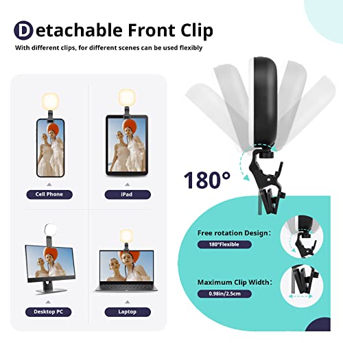 Sensyne Selfie Light, 60 LED Video Conference Lighting, Adjusted 3 Light Modes, Rechargeble Clip-on Fill Light Compatible with Cell Phone,iPad,Laptop for Live Streaming, Selfie, Vlog, Zoom Calls - Image 3