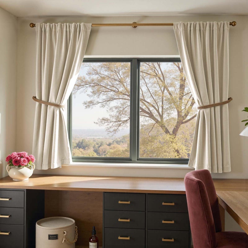 Lazzzy Velvet Blackout Curtains Thermal Insulated Room Window Drapes Super Soft Luxury Curtains for Living Room Bedroom Rod Pocket 2 Panels, Beige, 52" W x 63" L - Image 5