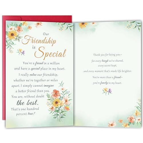 Bewoow Funny Best Friend Birthday Card for Women Her, Heartfelt Friendship Card Gift for Bestie, Friendship Thank you Card for Special Friend - Image 1