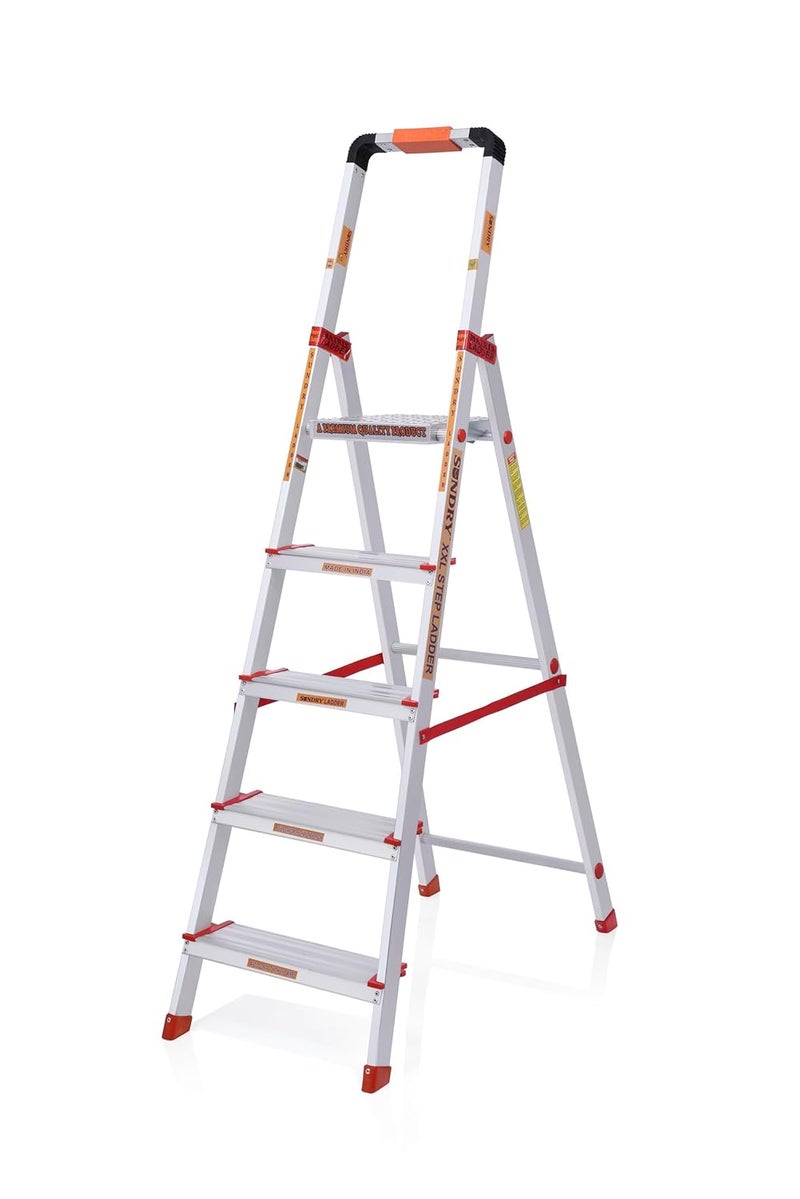 SUNDRY ForgingSeries 4 Step Ladder Retractable Handgrip Folding Step Stool with AntiSlip Wide Pedal Aluminum Stool Ladders 4 Steps 149 Kg Safety Household Ladder - Image 3