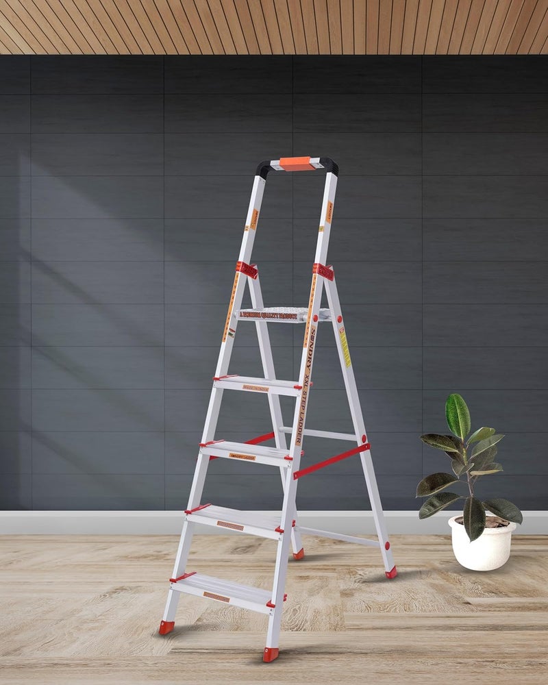 SUNDRY ForgingSeries 4 Step Ladder Retractable Handgrip Folding Step Stool with AntiSlip Wide Pedal Aluminum Stool Ladders 4 Steps 149 Kg Safety Household Ladder - Image 2
