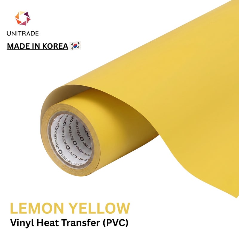 UNITRADE® Easy Cut (PVC) Lemon Yellow Heat Transfer Vinyl Roll / Compatible with Cricut, Silhouette, Professional Cutters / CPSIA Certified / Made in Korea - Image 1
