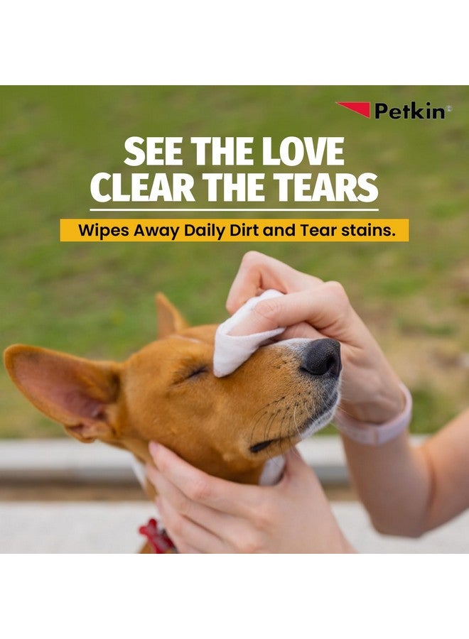بيتكين مناديل Petkin Jumbo Eyewipes للكلاب والقطط، تزيل الأوساخ اليومية وبقع الدموع، تنظف العين بلطف، وتزيل الأوساخ، مريحة للغاية، مثالية للمنزل أو السفر، 80 منديل Petwipes - Image 2